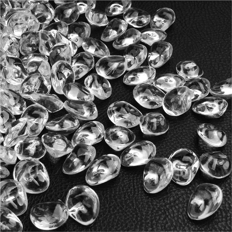 PMLAND 370 PCs 16mm Clear Acrylic Stones Table Scattering Wedding Bridal Baby Shower Party Decorations Vase Fillers, Cute Irregular Rocks Almond Shape - Clear - Image 3